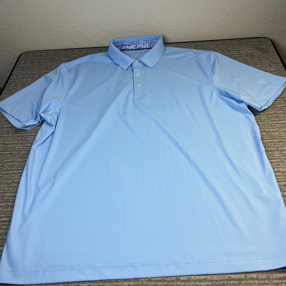 Maelreg Performance Golf Polo Shirt Blue Stretch Mens Xl Resort Casual Preppy